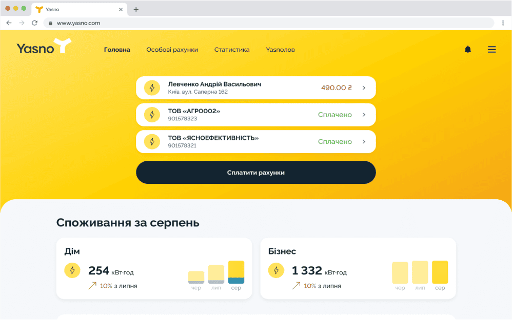Управління всіма рахунками