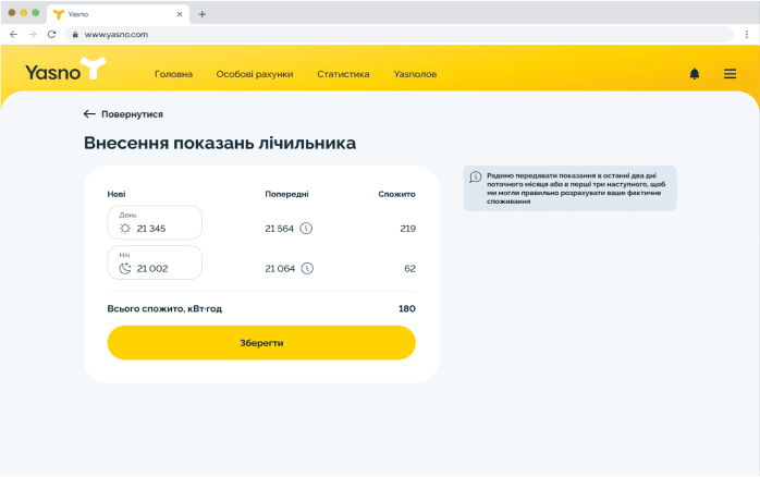 Внесення показань
